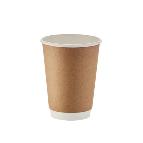 Biod. Brown Cup D/wall Plain 350ml (25's)