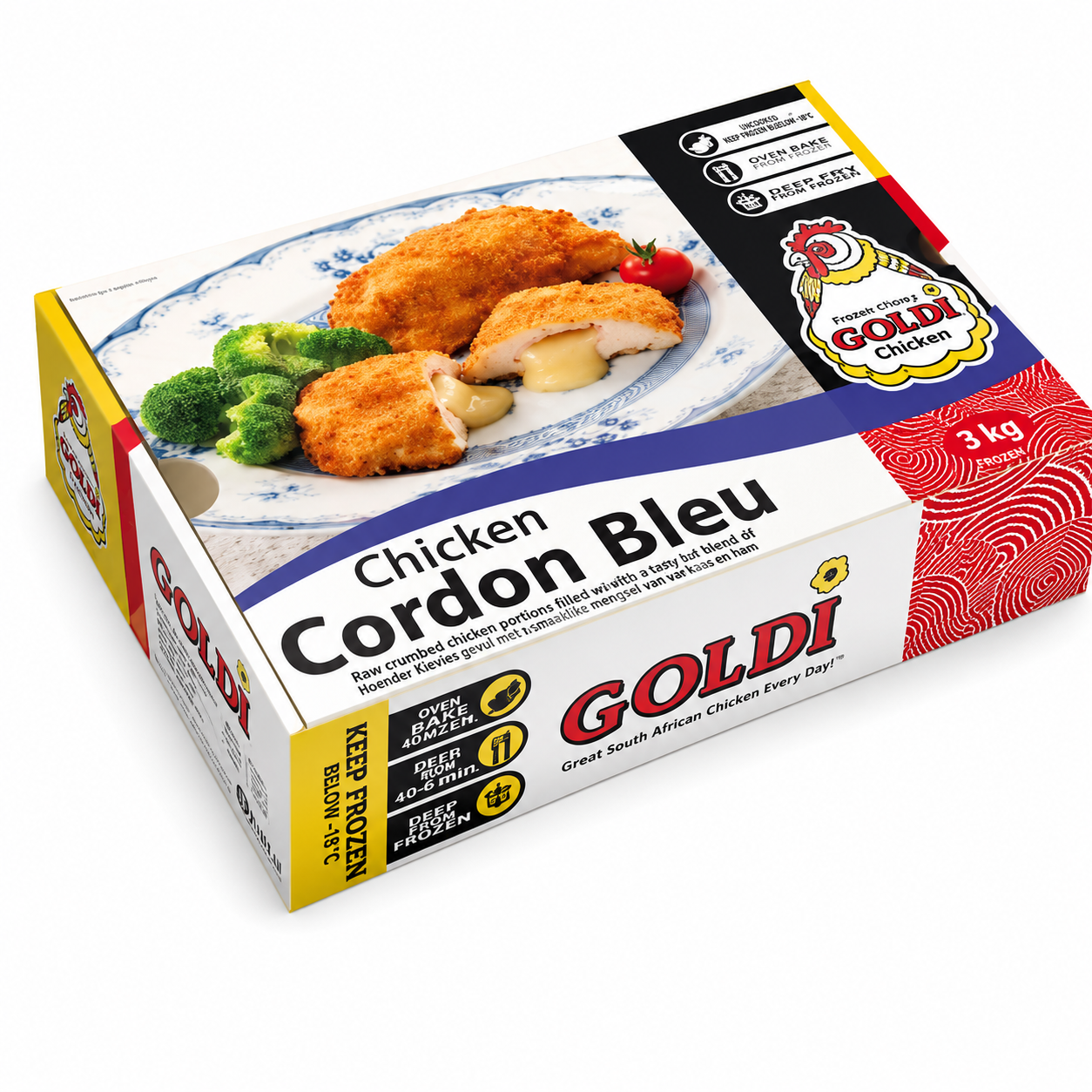 Chicken Cordon Bleu Crumbed Goldi 3Kg  (CAS)  [POU020]