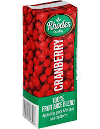 FRUIT JUICE RHODES 200ML CRANBERRY (24 S) (GRF-RH-CRA)