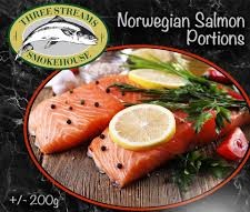 SALMON PORTIONS S/ON 200G 5KG BOX (A008924)