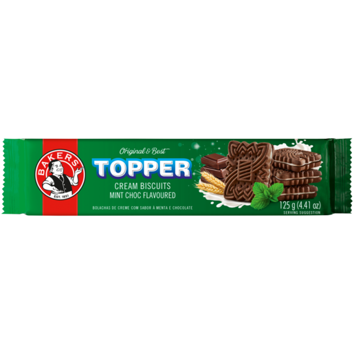 BISCUITS TOPPERS CHOC MINT 125G BAKERS