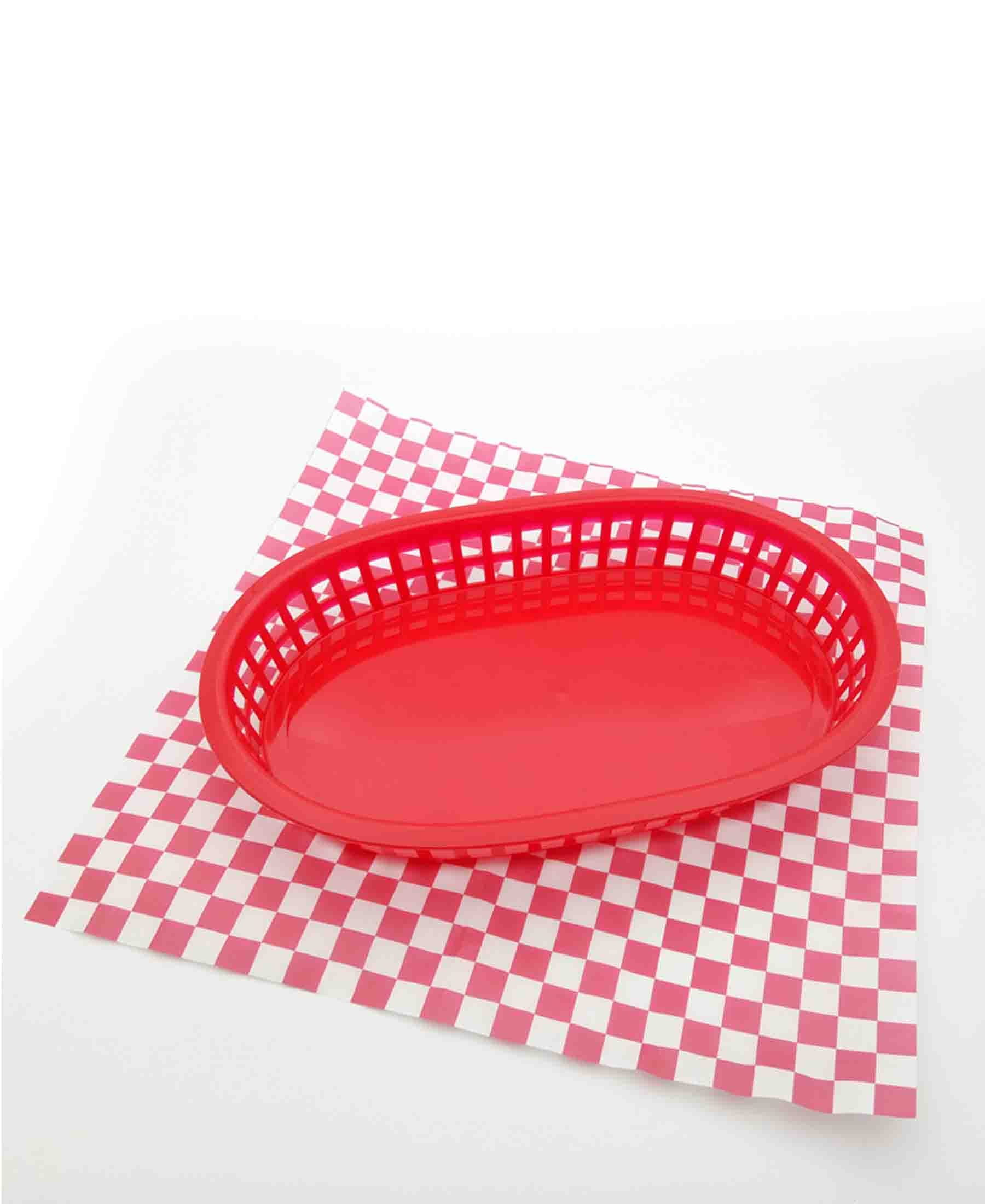 BASKET PLASTIC OVAL RED 270X175X30MM REGENT (31352)