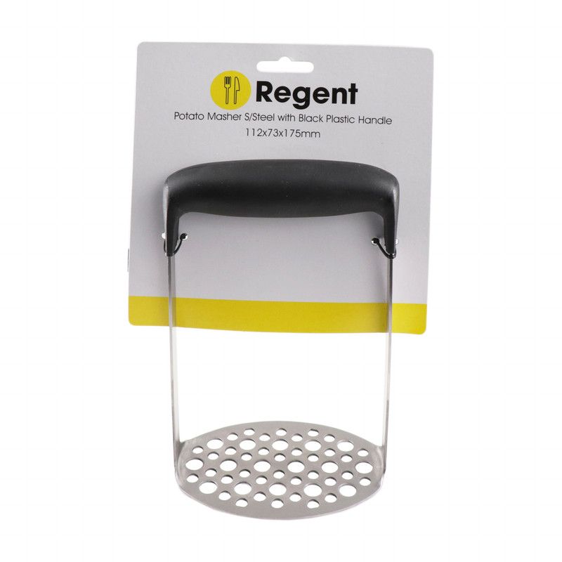 POTATO MASHER S/STEEL WITH BLACK HANDLE REGENT (21134)