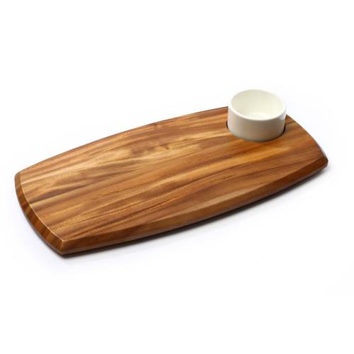 WOODEN SERVING BOARD WITH 70ML BOWL 180X362X20MM (WSB1180)
