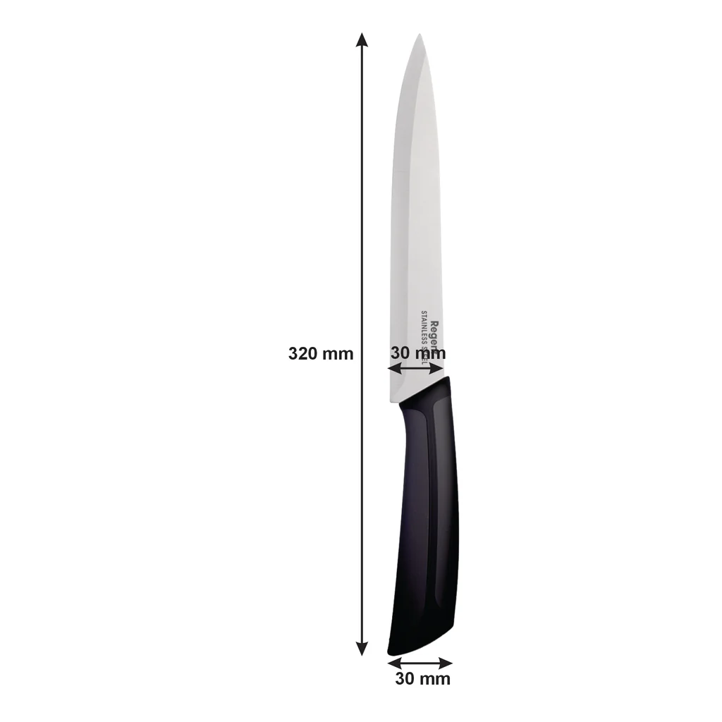 CARVING KNIFE 320MM BLACK & GREY HANDLE REGENT (12617)