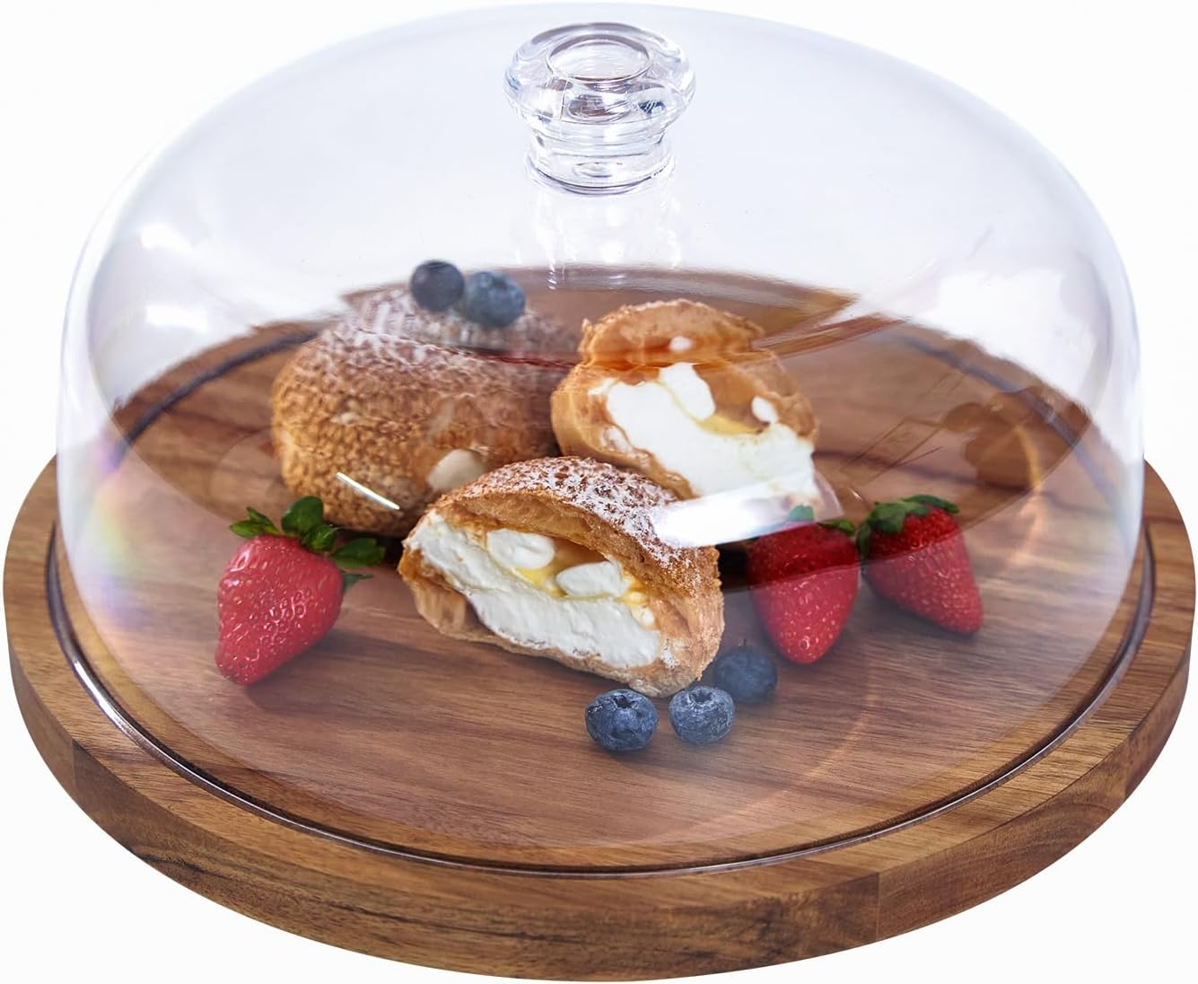 CAKE STAND ROUND WOOD LARGE 380X160X22MM (WDT0005)