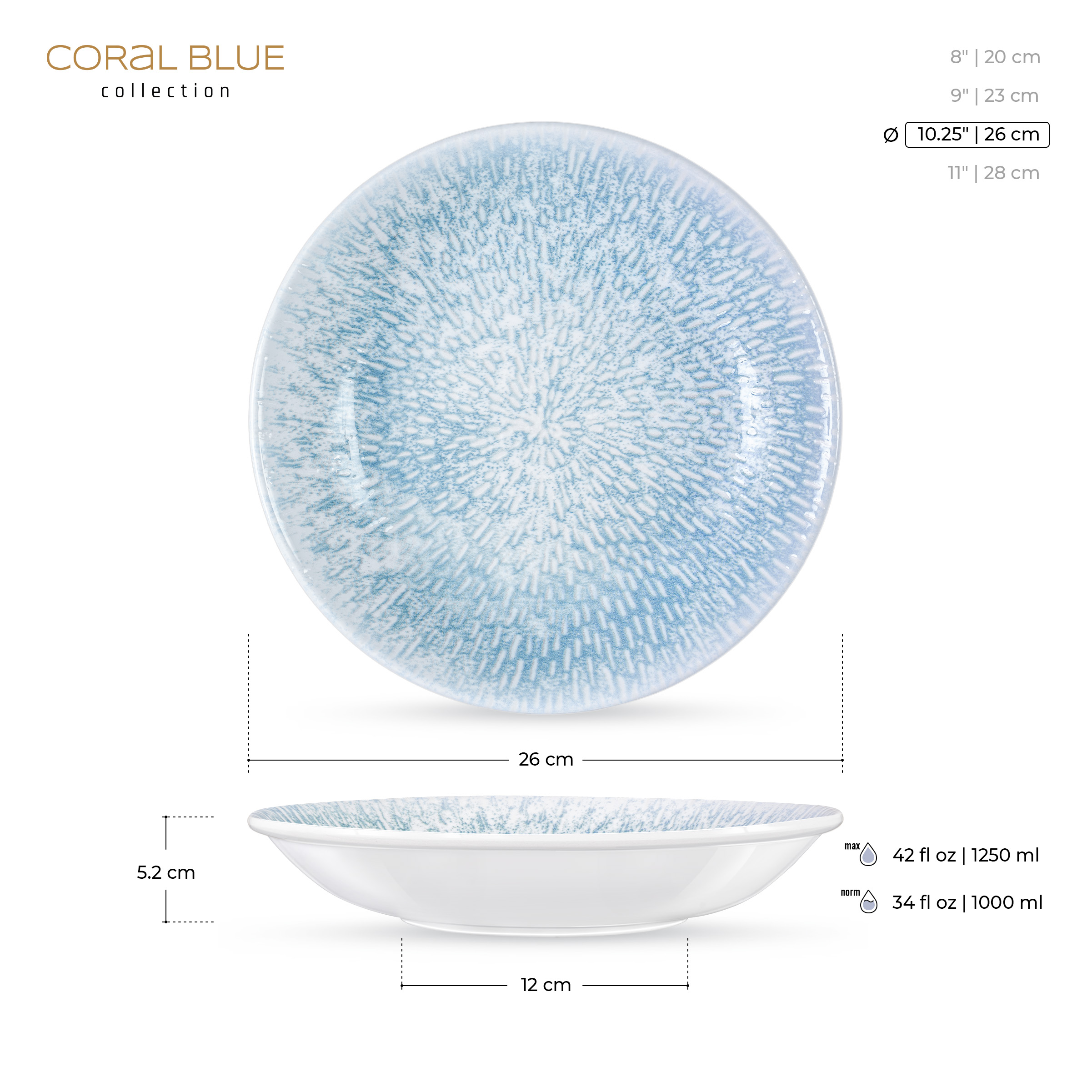 CORAL BLUE DEEP PLATE 26CM (CRL26CK)