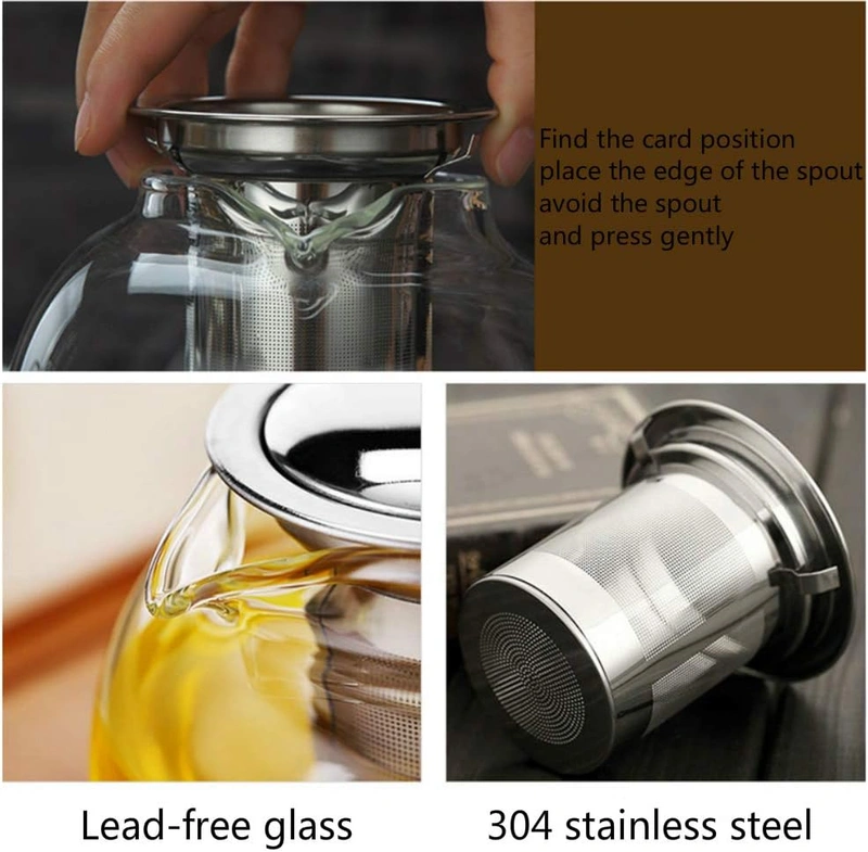 TEA POT & LID & INFUSER 450ML BOROSILICATE GLASS (21877)