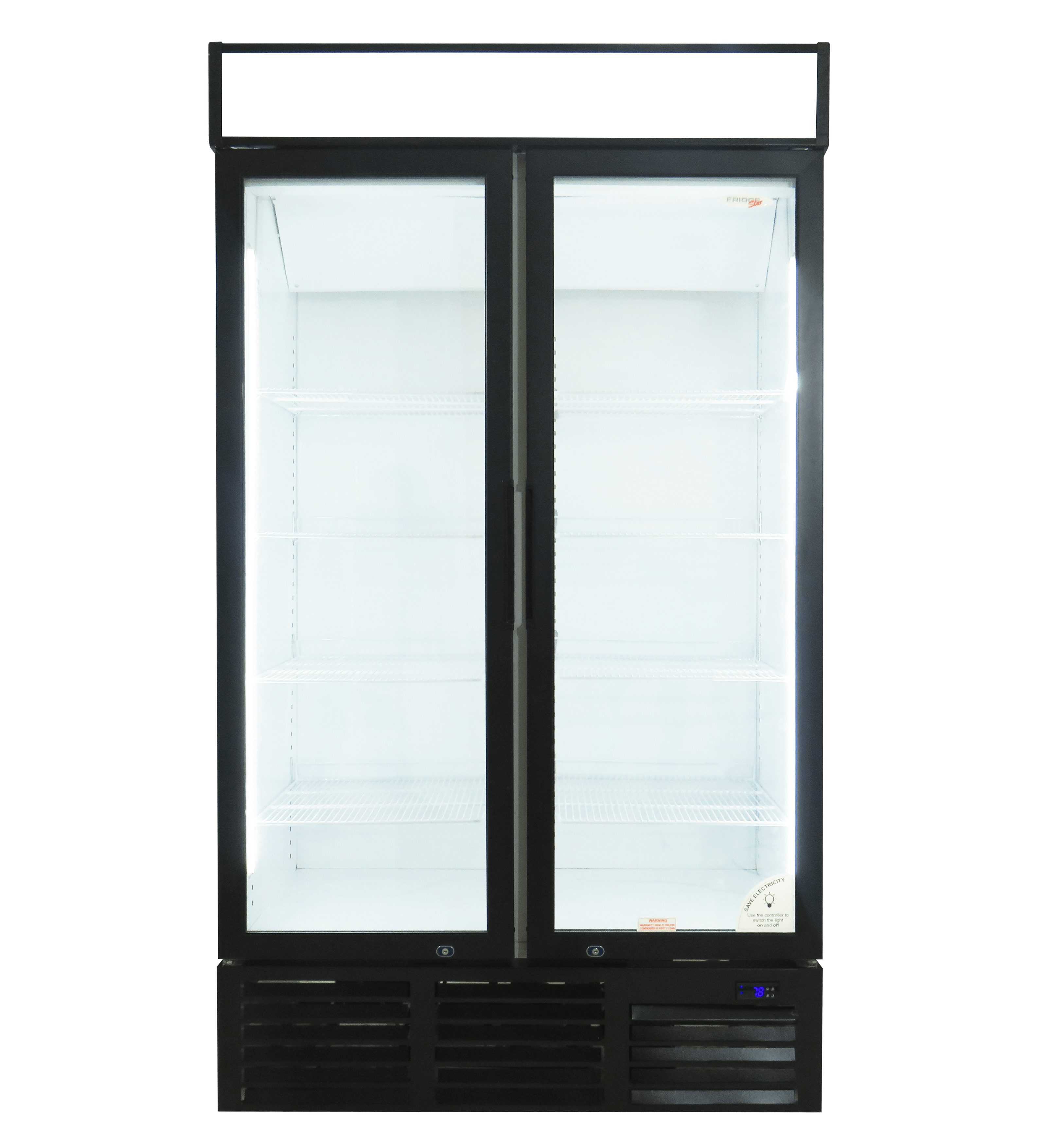 FRIDGE UPRIGHT DOUBLE GLASS DOOR WITH HEADER 835LT(EH1135)