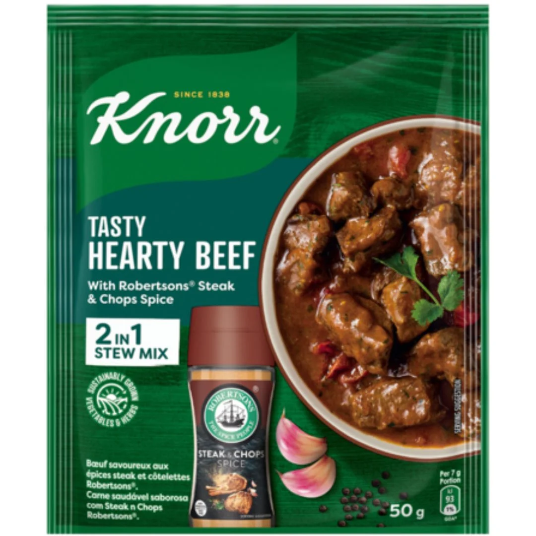 KNORR HEARTY BEEF STEAK & CHOP STEW MIX 2 IN 1 10X50G (11496)