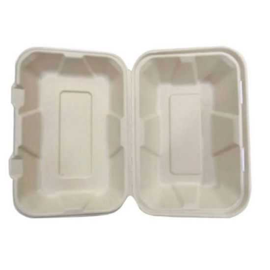 BIODEGRADABLE SUGAR CANE LUNCH BOX (NO DIVISION) 50S