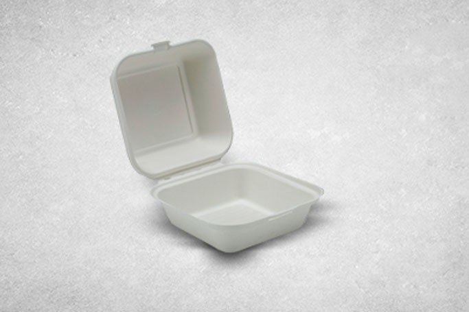 BIODEGRADABLE SUGAR CANE BURGER BOX WHITE (500S)