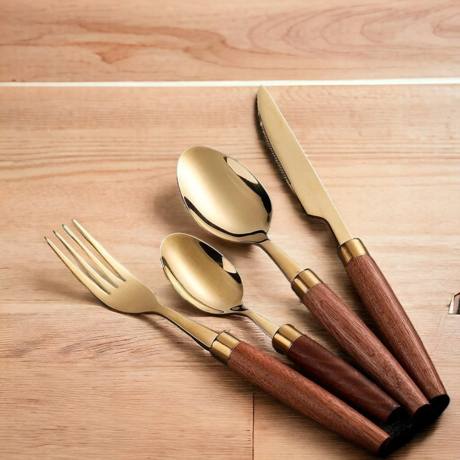CUTLERY SET 5 IN 1 PACK 100 S KNIFE,FORK,SERV,S&P WOODEN