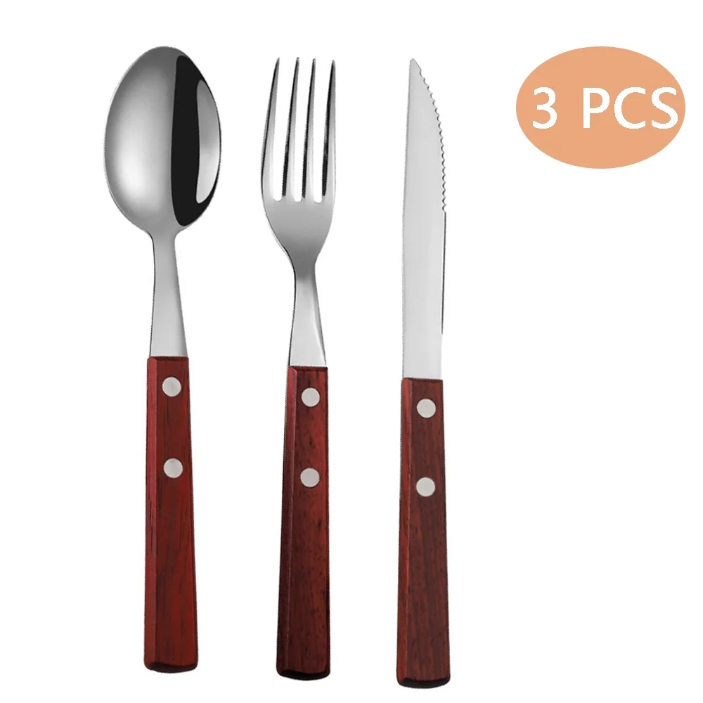 CUTLERY SET 6 IN 1 100 S KNIFE FORK,SPOON,SERV,S&P WOODEN