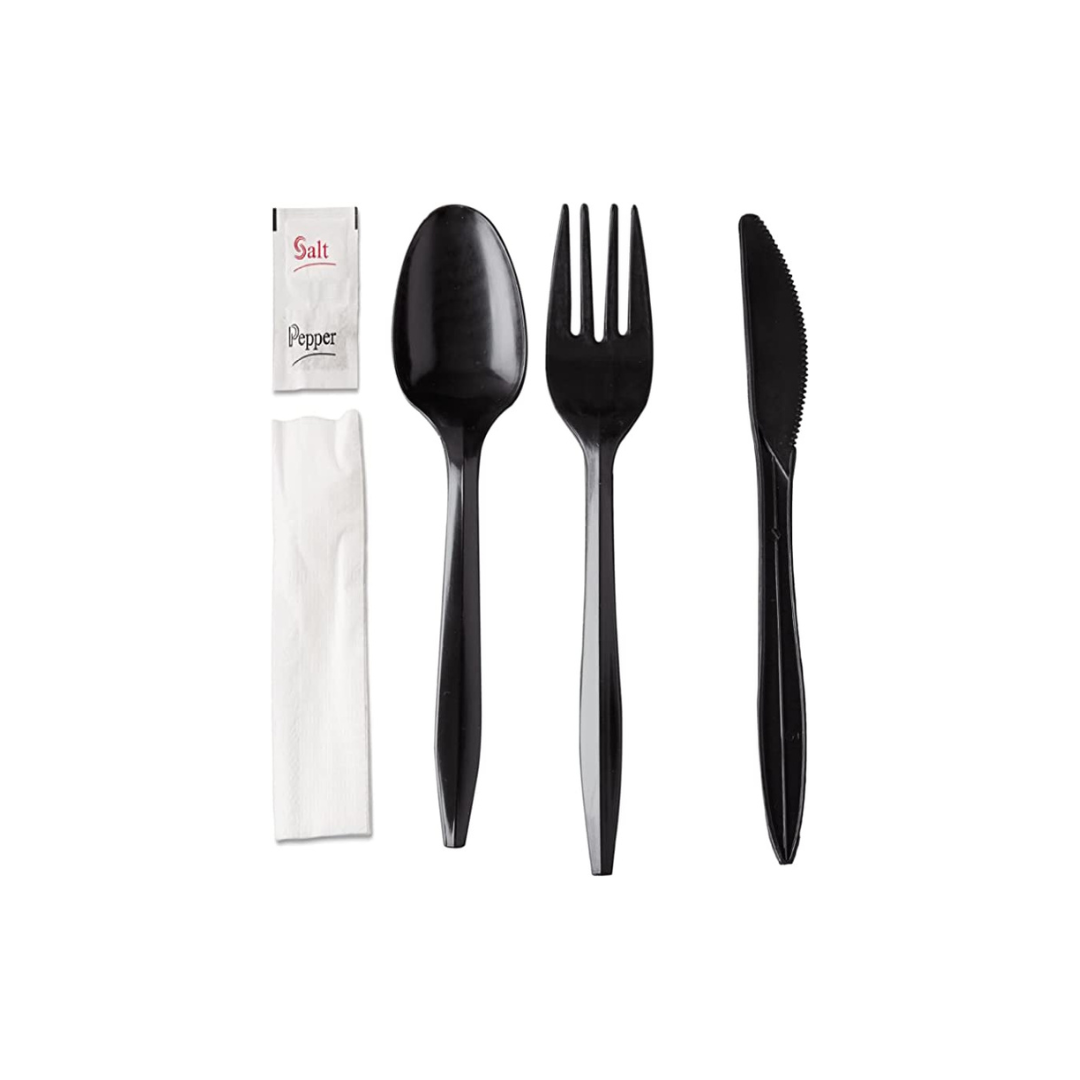 PLASTIC FORK PACK (250) INDIVIDUALLY WRAPPED BLACK