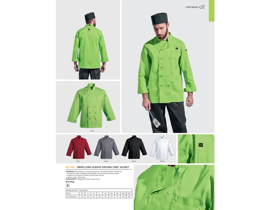 CHEF JKT LONG SLEEVE WHITE 1XSMALL (UNI0010)(LLBC-SAV)