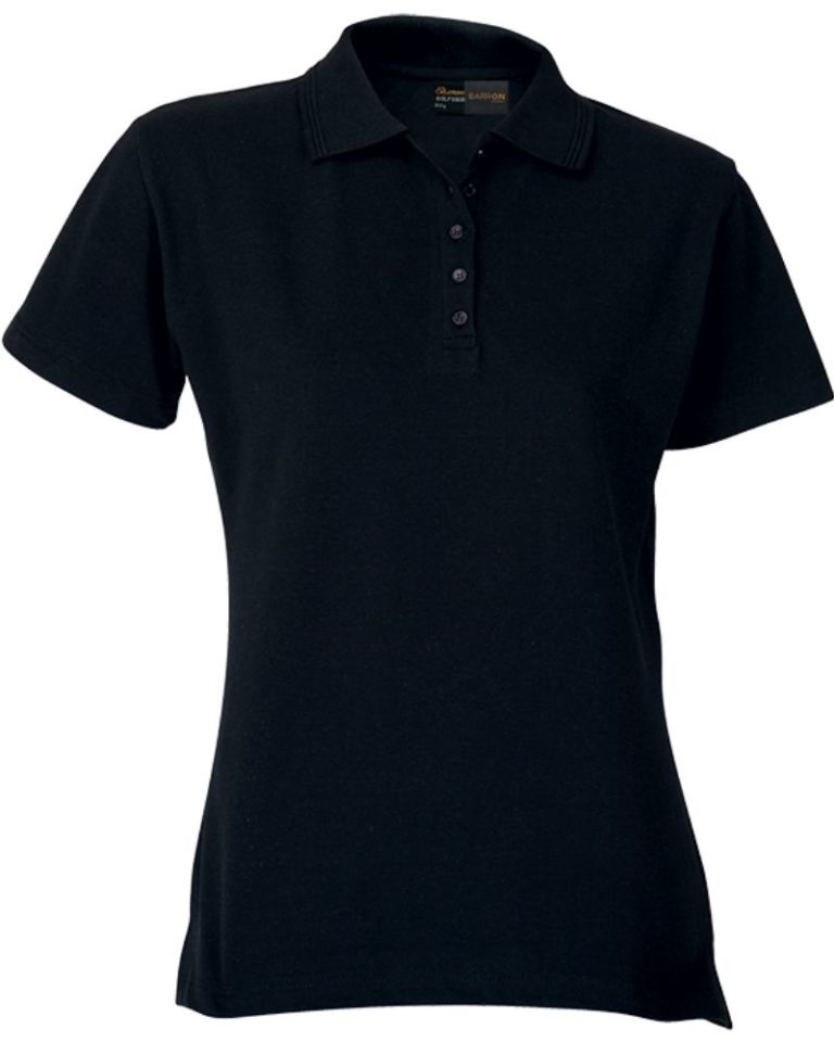 LADIES GOLF PIQUE 200G BLACK MEDIUM (L-200)