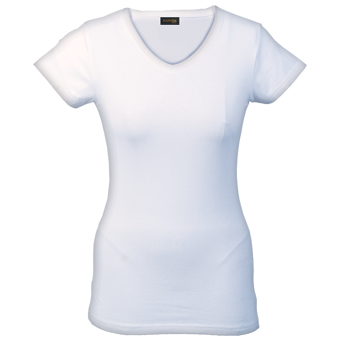 LADIES T-SHIRT SLIM VNECK 170G WHITE SM (749666)(L170SFV)
