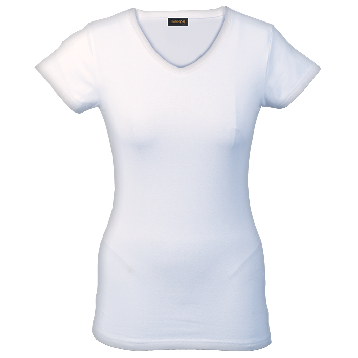 LADIES T-SHIRT SLIM VNECK 170G WHITE MED (749667)(L170SFV)