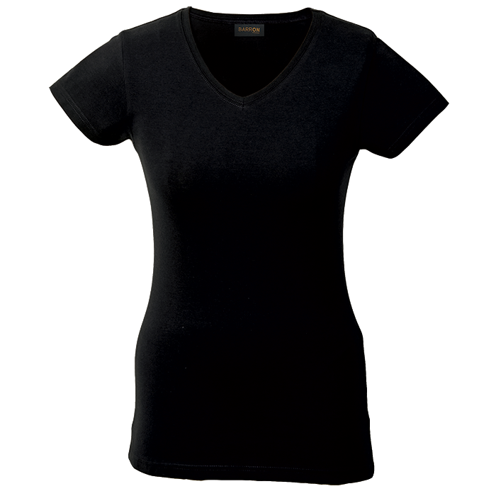 LADIES T-SHIRT SLIM VNECK 170G BLACK SM (749657)(L170SFV)