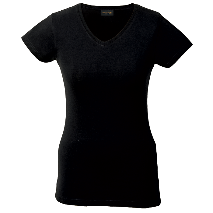 LADIES T-SHIRT SLIM VNECK 170G BLACK MED (749658)(L170SFV)
