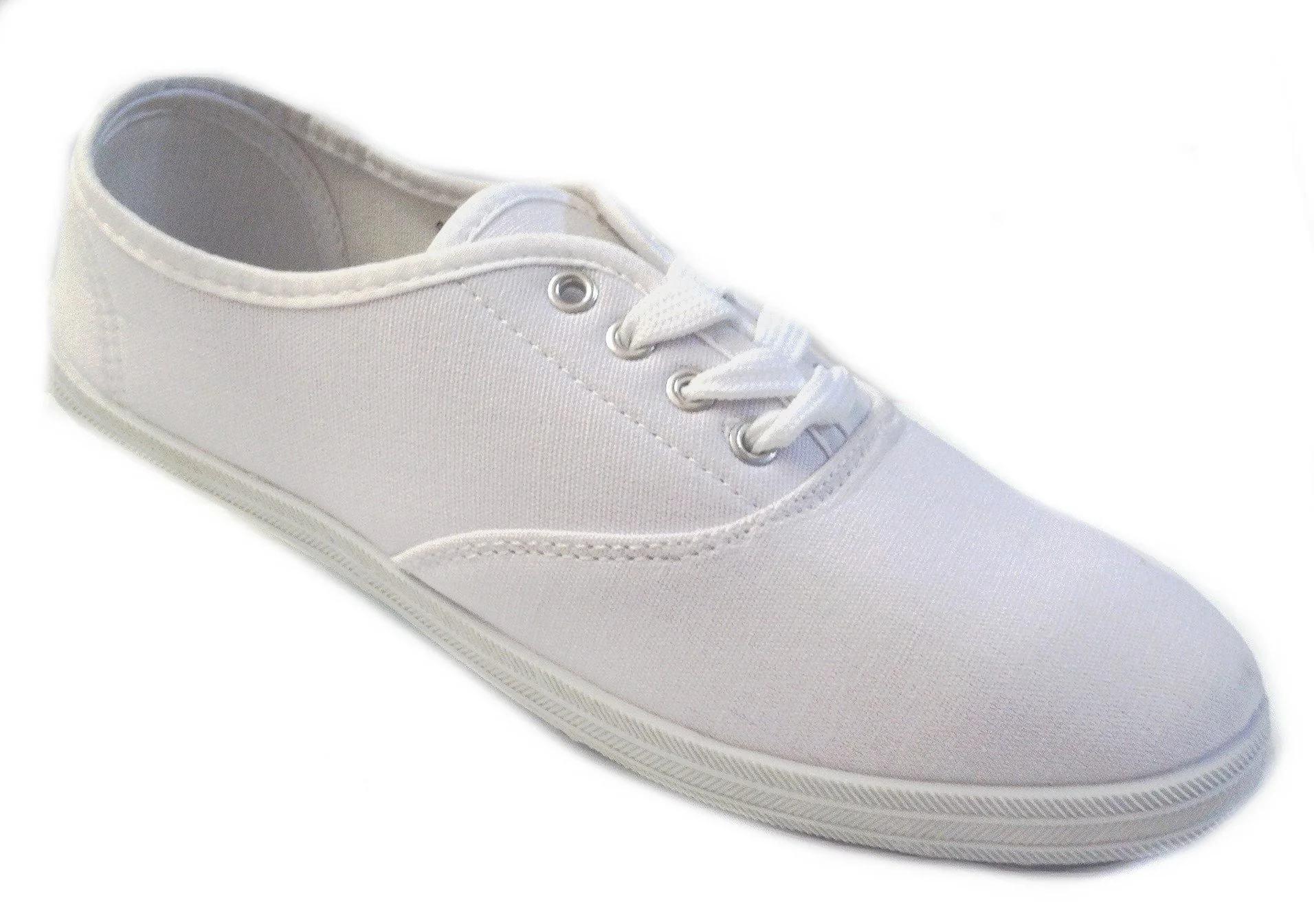 SHOES CANVAS LACE UP WHITE SIZE 6 (SF006)