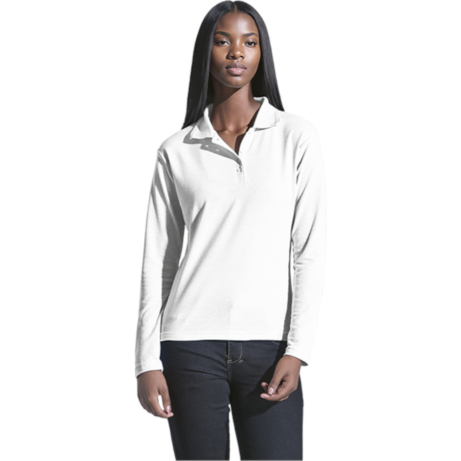LADIES GOLF PIQUE 175G WHITE MEDIUM (L-175)