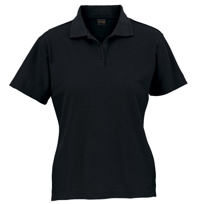LADIES GOLF PIQUE 175G BLACK LARGE (L-175)