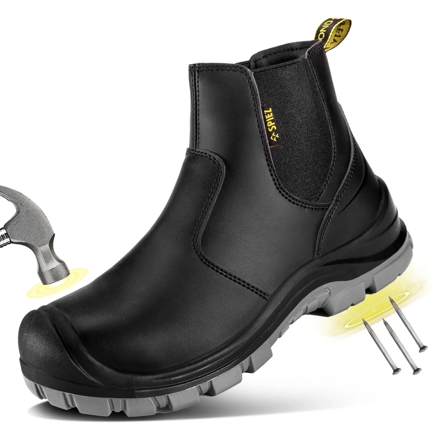 BOOTS SAFETY STEEL TOE CHELSEA BLACK SIZE 11 (740573)(SF003)