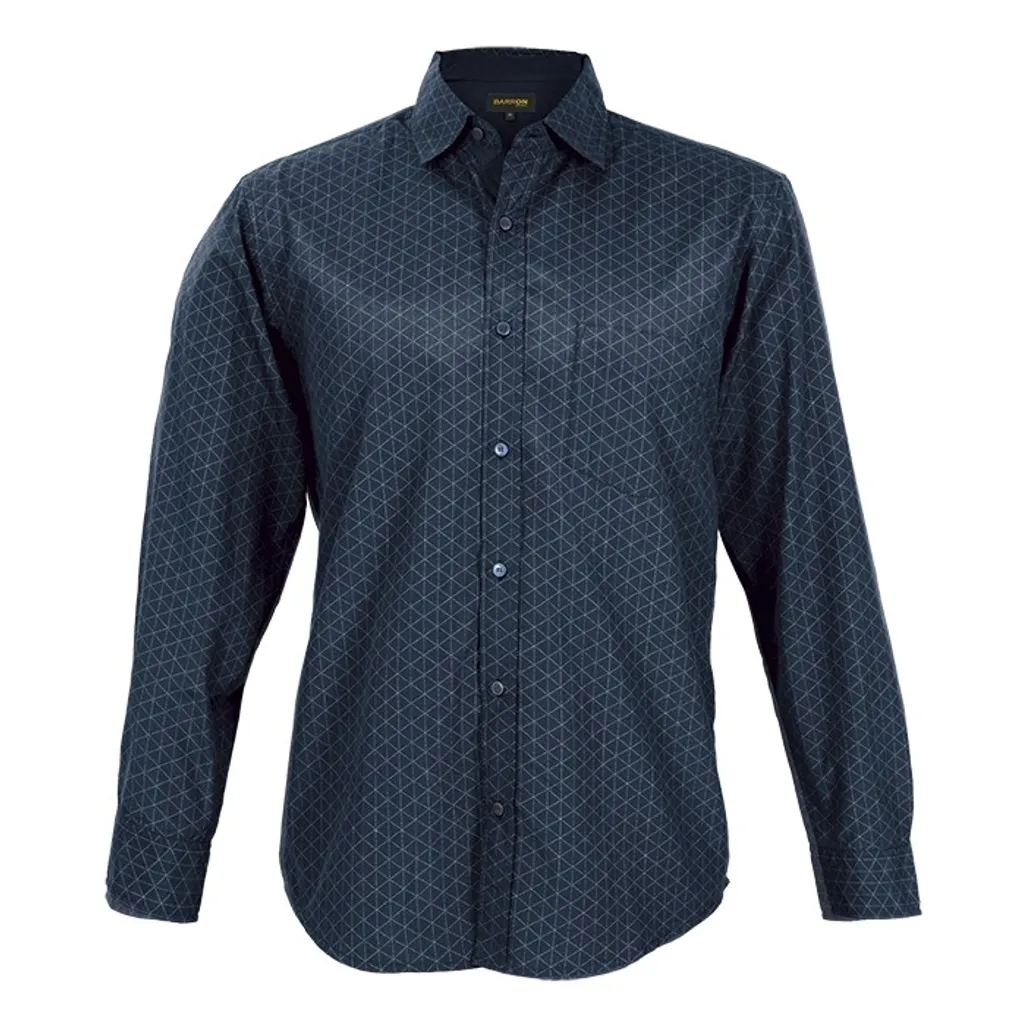 LOUNGE SHIRT CLAREMONT L/SL NAVY/SILVER L (LLO-CLR)
