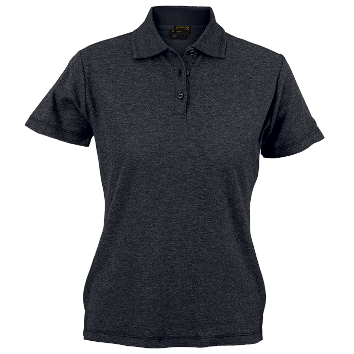 LADIES GOLF PIQUE 175G CHAR HEATHER SMALL (L-175)