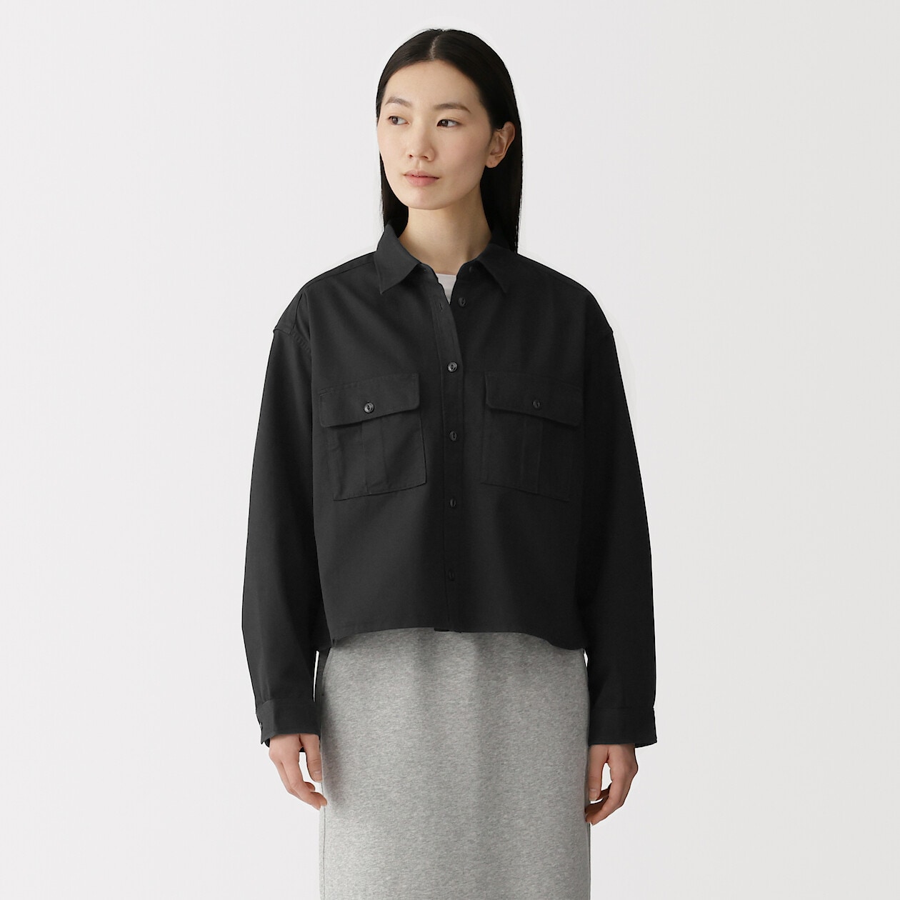 LOUNGE SHIRT TWILL S/SLV BLACK MEDIUM (LO-TWILL)