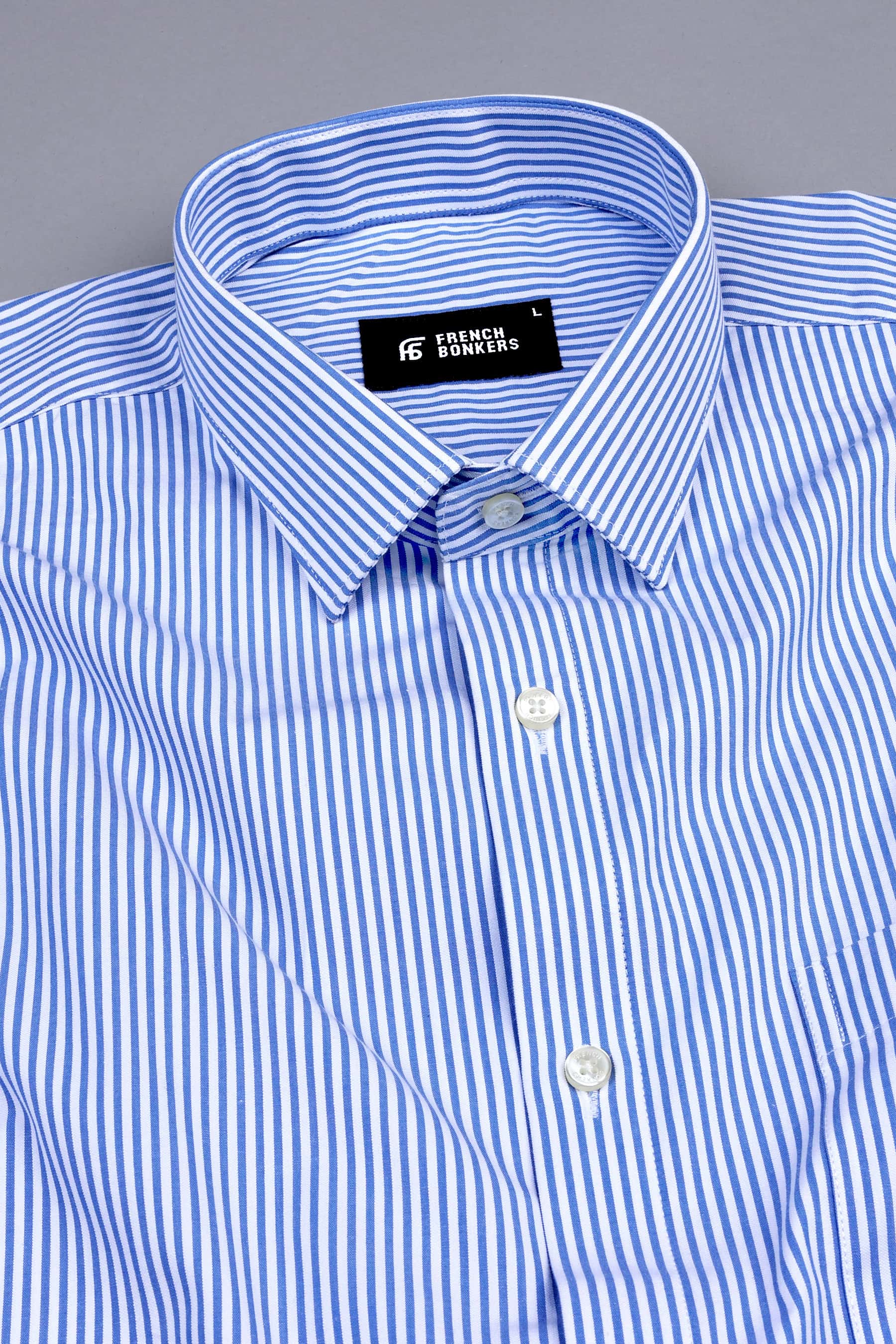 GOLF SHIRT BERKLEY STRIPE SKY BLUE & WHITE 1XLARGE (BER)