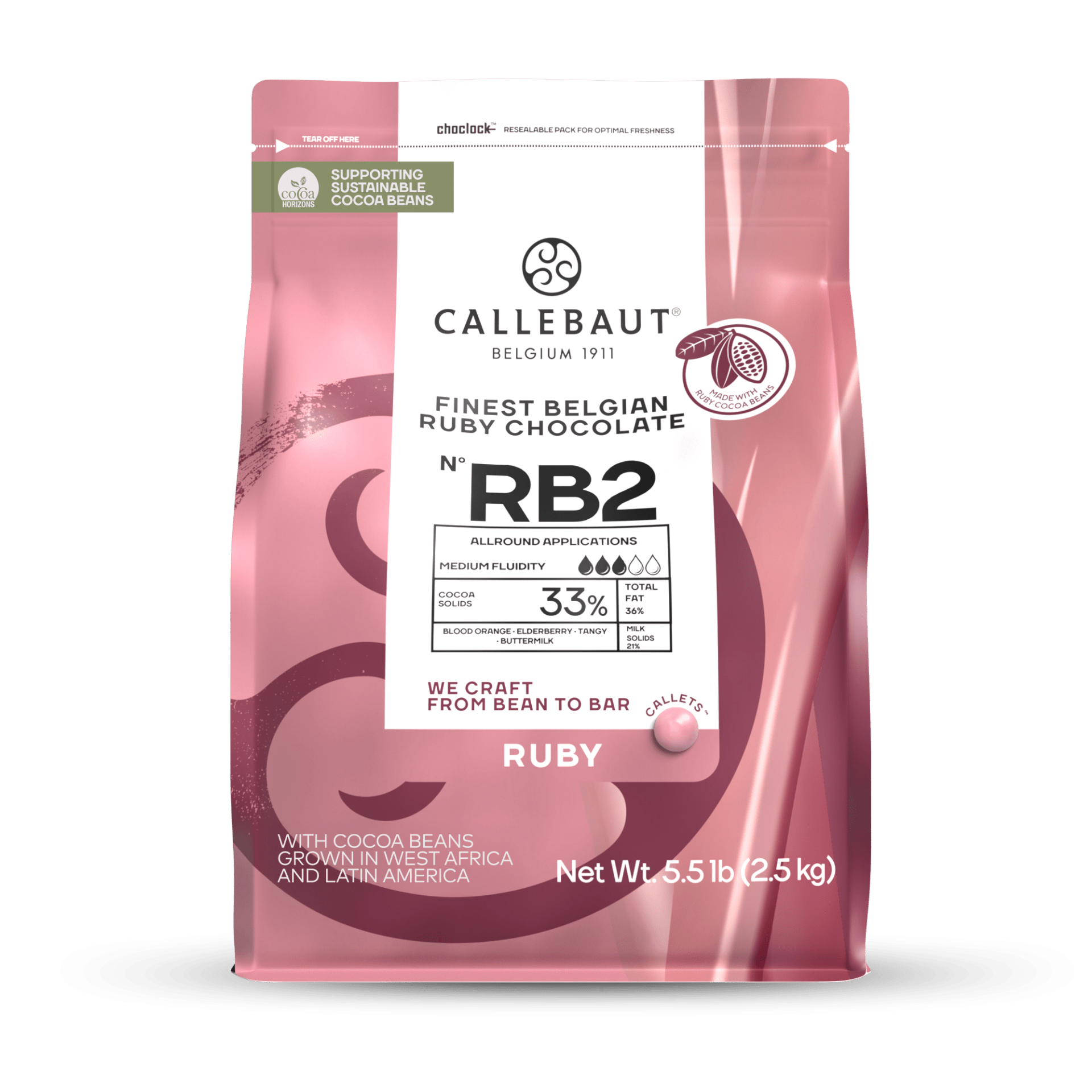 CALLEBAUT RUBY MILK CHOC 32.8% CHR-Q37RB 2.5KG 